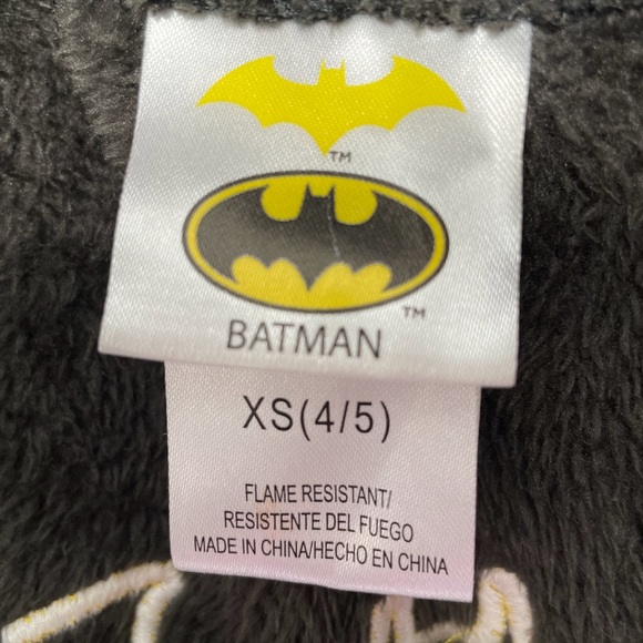 Komar Kids Batman XS (4/5) Robe Black Gold Polyester Pile Hooded Tie Belt - Picture 3 of 8